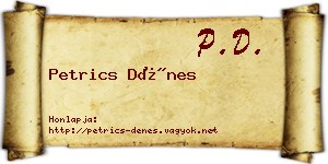 Petrics Dénes névjegykártya